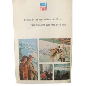 Vintage 1965 TWA Frolic at the Worlds Fair Ad Advertisement